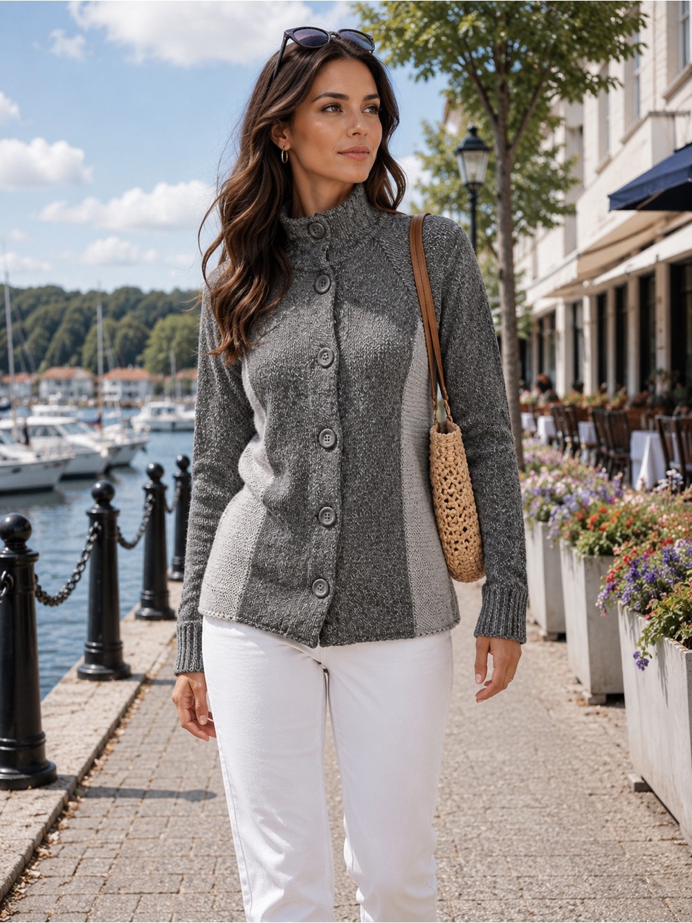 Elegant Black and Gray Women's Cardigan - Picture 12 of 12
